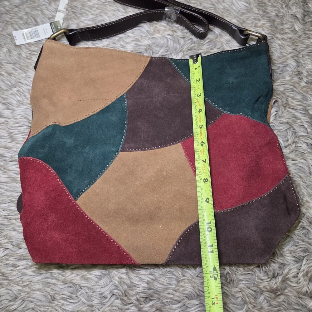 Boho Patchwork Leather Suede Hobo Bag Colorblock Shoulder Purse Y2K Hippie Indie